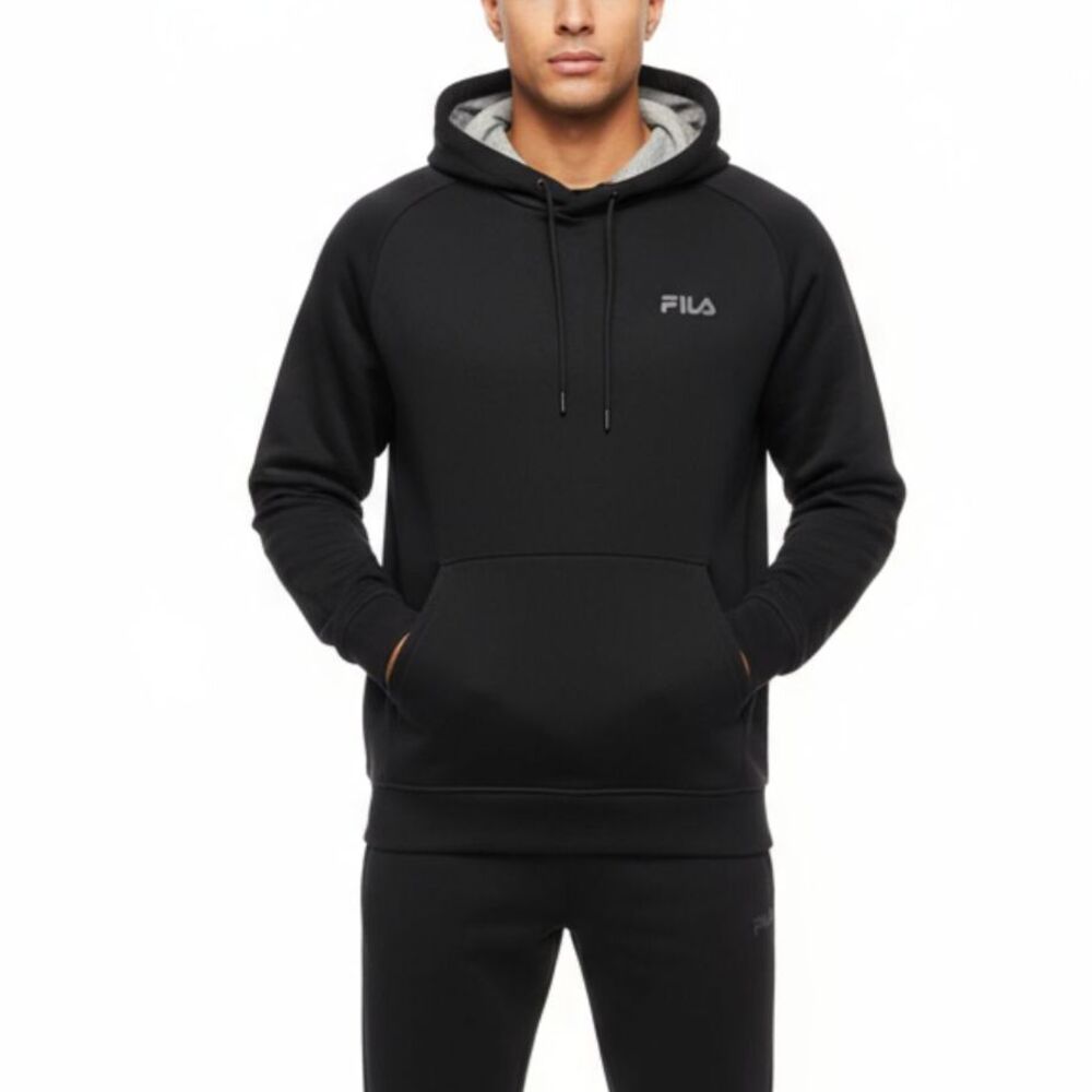 ✨ FILA Sport Hoodie Men's M Black Pullover Preowned